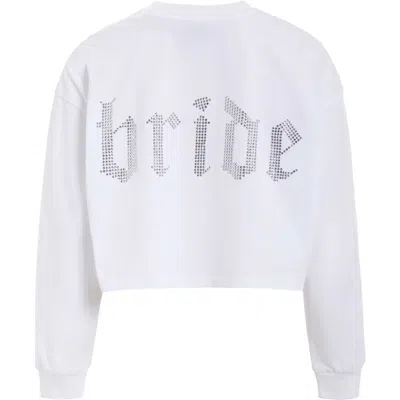 Bridemerch Bride Rhinestone L/s Crew In White