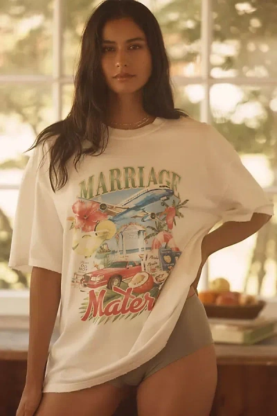 Bridemerch Honeymoon Oversized Graphic Tee In White