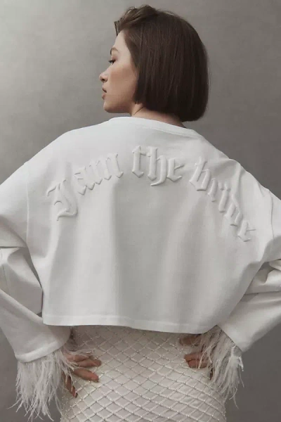 Bridemerch I Am The Bride Cropped Shirt Top In White