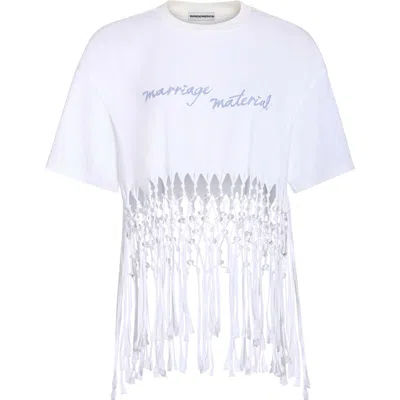 Bridemerch Marriage Material Beach Tee In White