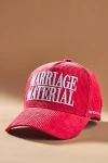 Bridemerch Marriage Material Corduroy Baseball Cap In Red