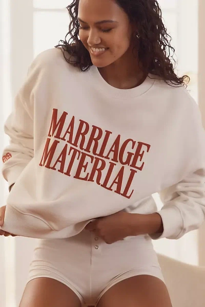 Bridemerch Marriage Material Cropped Crew-neck Sweatshirt Top In Red