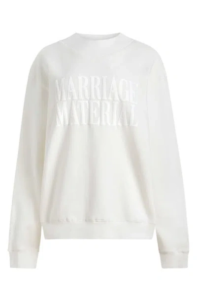 Bridemerch Marriage Material Mockneck In White
