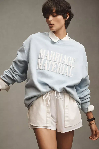 Bridemerch Marriage Material Oversized Crew-neck Sweatshirt In Blue