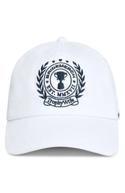 Bridemerch Trophy Wife Crest Dad Hat In White