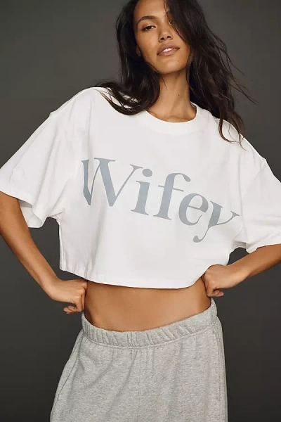 Bridemerch Wifey Cotton Cropped Tee In White
