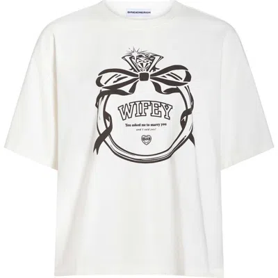 Bridemerch Wifey Ring Oversized Crop Tee In White