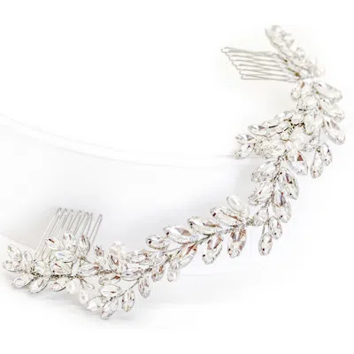 Brides And Hairpins Brides & Hairpins Abrielle Pearl & Crystal Halo Comb In Silver