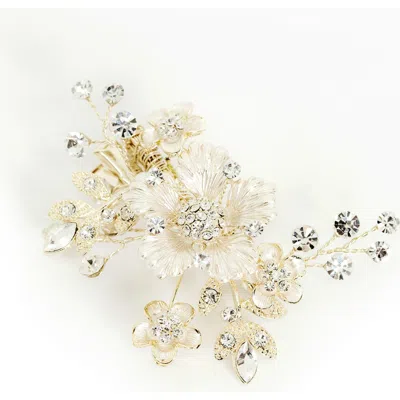 Brides And Hairpins Brides & Hairpins Alessandra Floral Crystal Clip In Gold