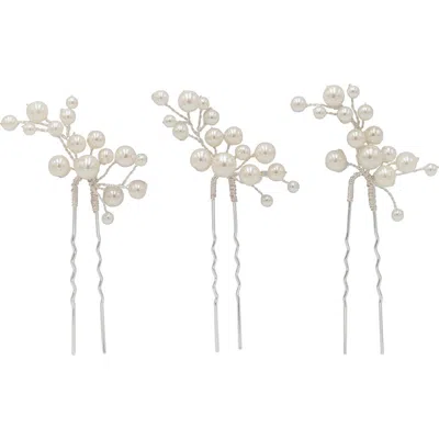 Brides And Hairpins Brides & Hairpins Ellison Set Of 3 Hair Pins In Silver