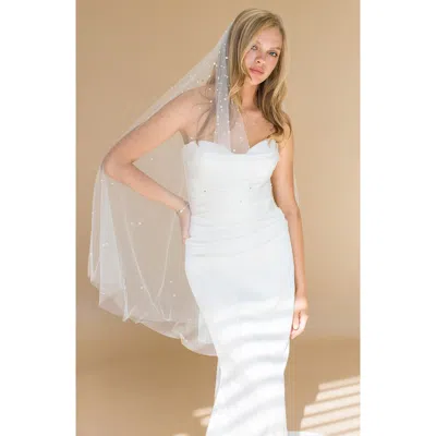 Brides And Hairpins Brides & Hairpins Ione Crystal & Imitation Pearl Fingertip Veil In Ivory