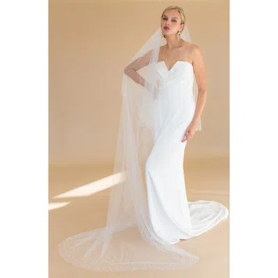 Brides And Hairpins Brides & Hairpins Kalonice Crystal & Imitation Floor Length Chapel Veil In Ivory