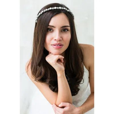 Brides And Hairpins Brides & Hairpins Parthena Crystal & Imitation Pearl Crown In Silver