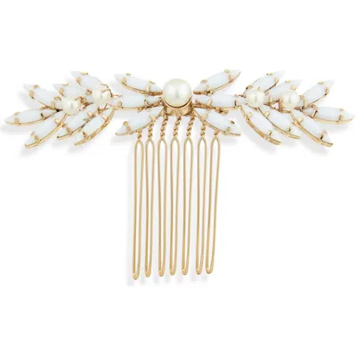 Brides And Hairpins Brides & Hairpins Seira Opal & Faux Pearl Hair Comb In Gold