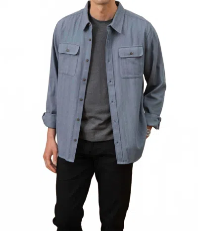 Bridge & Burn Bedford Utility Shirt In Denim Herringbone In Blue