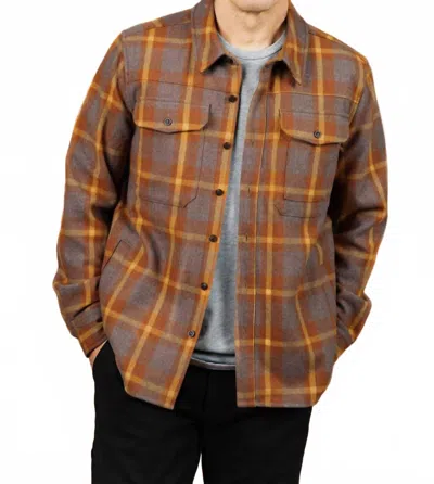 Bridge & Burn Fielding Shirt Jacket In Sunrise Plaid In Brown