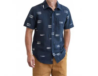Bridge & Burn Harbor Slim Shirt In Navy Pacific Herring In Blue
