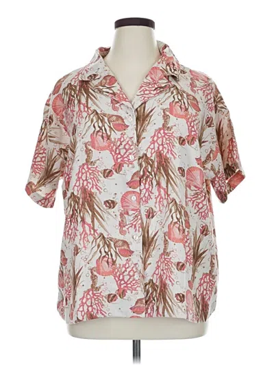 Pre-owned Bridgehampton Isaac Mizrahi Live! Short Sleeve Blouse In Pink