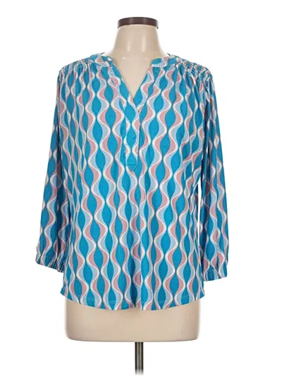 Pre-owned Briggs New York 3/4 Sleeve Blouse In Blue
