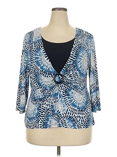 Pre-owned Briggs New York 3/4 Sleeve Blouse In Blue
