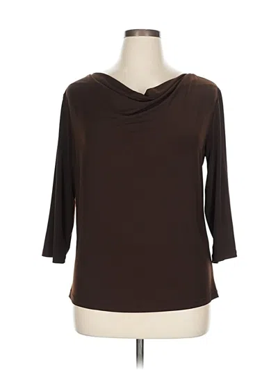 Pre-owned Briggs New York 3/4 Sleeve Top Brown Cowl Neck Tops