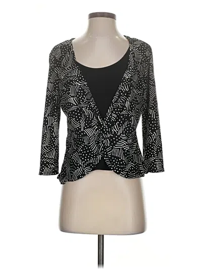 Pre-owned Briggs New York 3/4 Sleeve Top Silver Plunge Neckline Tops
