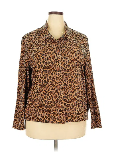 Pre-owned Briggs New York Long Sleeve Blouse In Brown