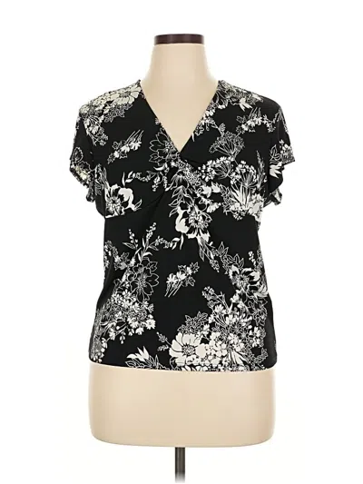 Pre-owned Briggs New York Short Sleeve Blouse In Black