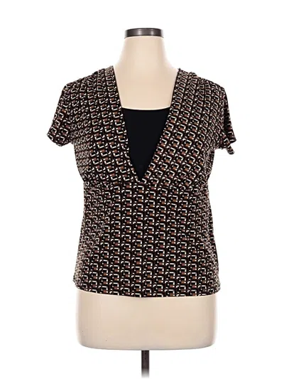 Pre-owned Briggs New York Short Sleeve Blouse In Black