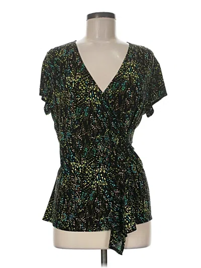Pre-owned Briggs New York Short Sleeve Blouse In Green