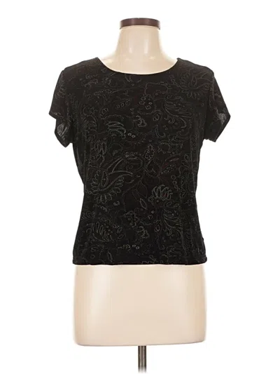 Pre-owned Briggs New York Short Sleeve Top Black Scoop Neck Tops