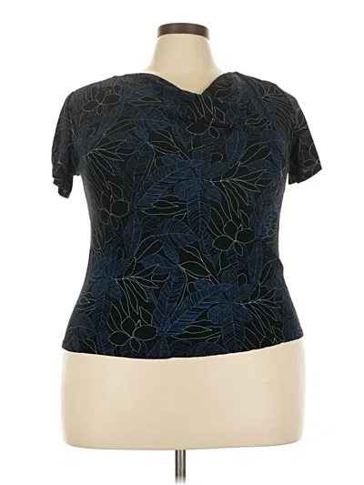 Pre-owned Briggs New York Short Sleeve Top Blue Keyhole Neckline Tops