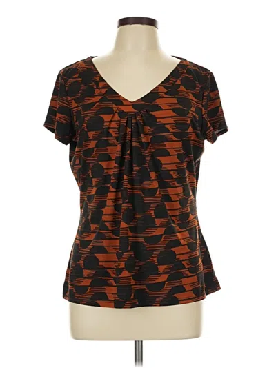 Pre-owned Briggs New York Short Sleeve Top Orange Keyhole Neckline Tops
