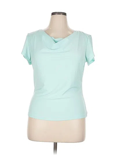 Pre-owned Briggs New York Short Sleeve Top Teal Cowl Neck Tops In Blue