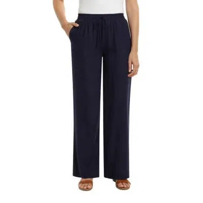Briggs New York Women's Linen Blend Pants In Navy In Blue
