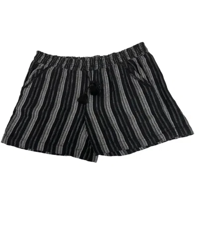 Briggs New York Women's Linen Blend Shorts In Black Stripe
