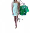 B.right Antique European Floral Jacquard Mini Dress With Bow In Green In Green