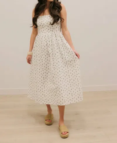 B.right Avielle Ditzy Floral Clip Dot Corset Tie Midi Dress In White Blue Multi