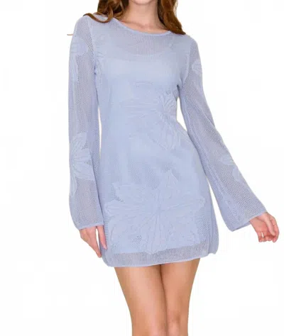 B.right Bloom And Go Crochet Mini Dress In Steel Blue In Pink