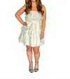 B.right Bubble Mini Dress With Front Bow In White In Multi