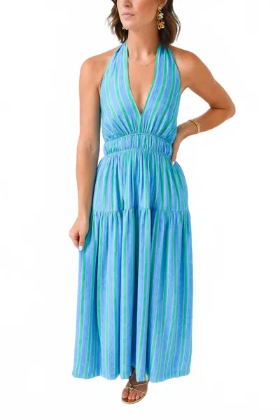 B.right Crush Halter Maxi Dress In Blue/green