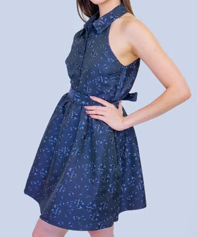 B.right Floral Halter Dress In Navy In Blue