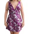 B.right Floral Jacquard Dress In Purple In Purple