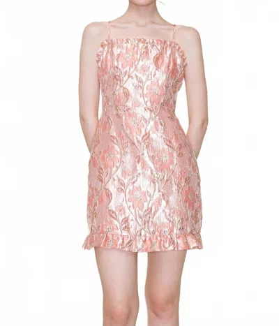 B.right Floral Jacquard Mini Dress In Peach In Pink