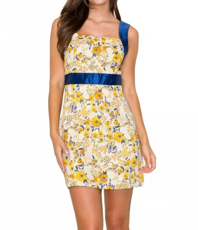 B.right Floral Mini Dress In Yellow/beige /blue In Multi