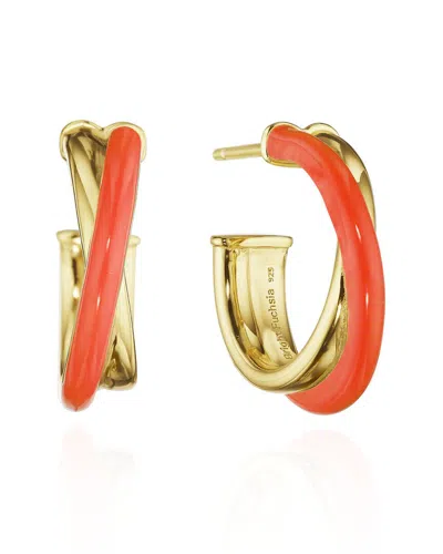 Bright Fuchsia Nyc Silver Huggie Earrings