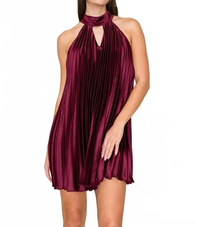 B.right Halter Mini Dress In Wine In Pink