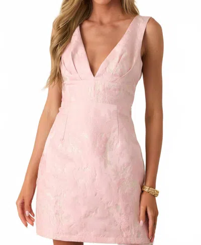B.right Jackie Deep V Jacquard Mini Dress In Pink