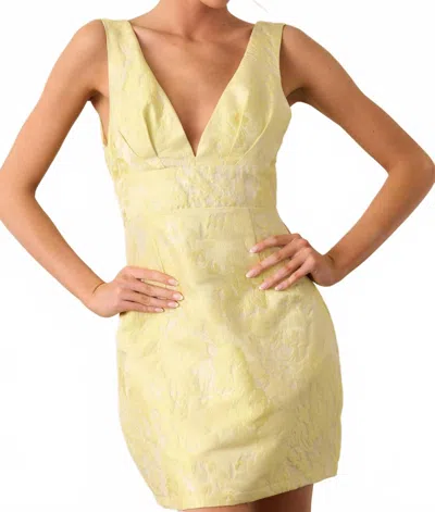 B.right Jackie Deep V Jacquard Mini Dress In Yellow