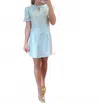 B.right Keyhole Gathered Neck Puff Sleeve Mini Dress In Mint In Green